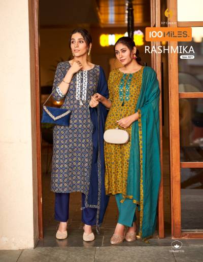 Rashmika By 100 Miles Fancy Cotton Readymade Salwar Kameez Collection